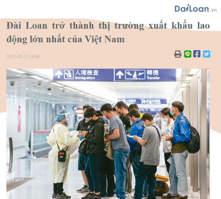 Đài Loan trở thành thị trường xuất khẩu lao động lớn nhất của Việt Nam